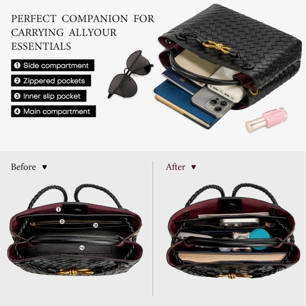 Black Woven Handbag - Picture 11 of 12